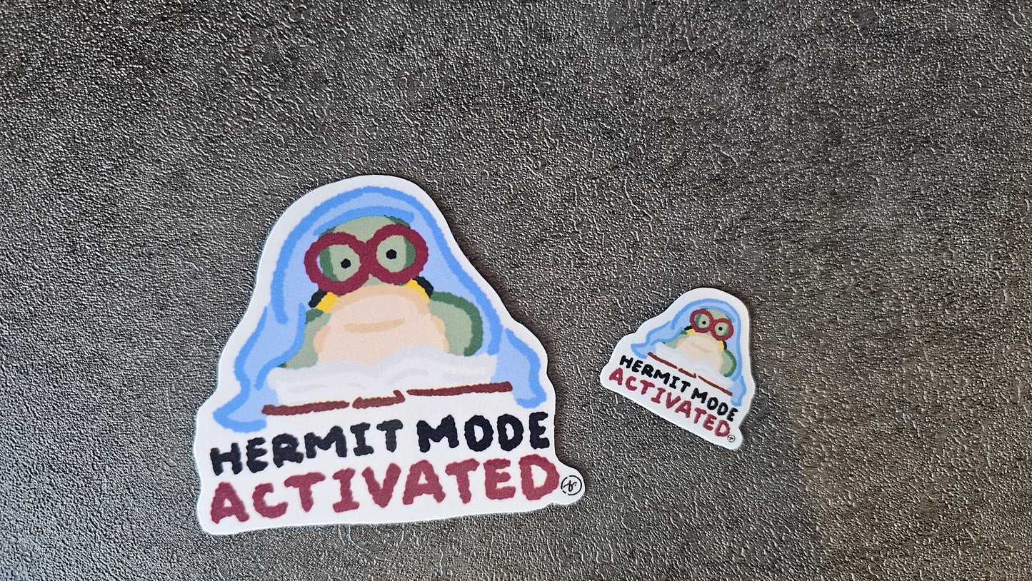 Waterproof Die-Cut Vinyl Sticker — Tart the Turtle: Hermit Mode Activated