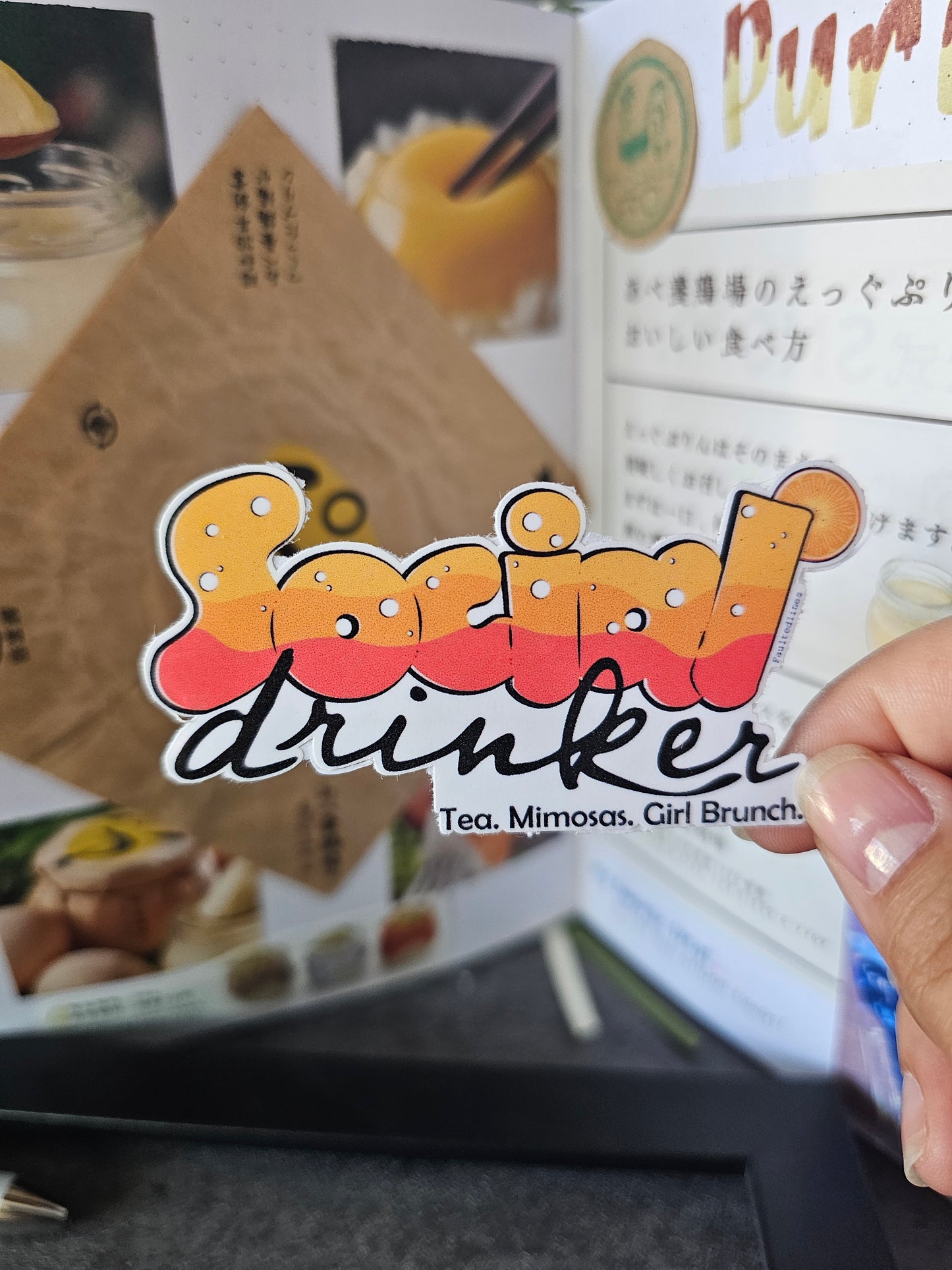 Waterproof Die-Cut Vinyl Sticker — Social Drinker MIMOSA