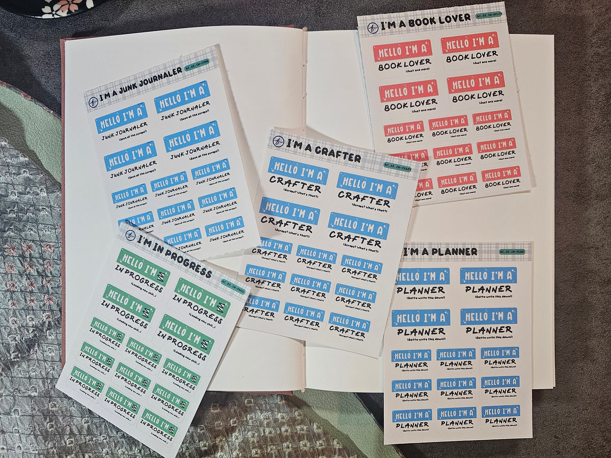 Hello, I'm a Junk Journaler — Sticker Sheet | 3.5" × 4.5"