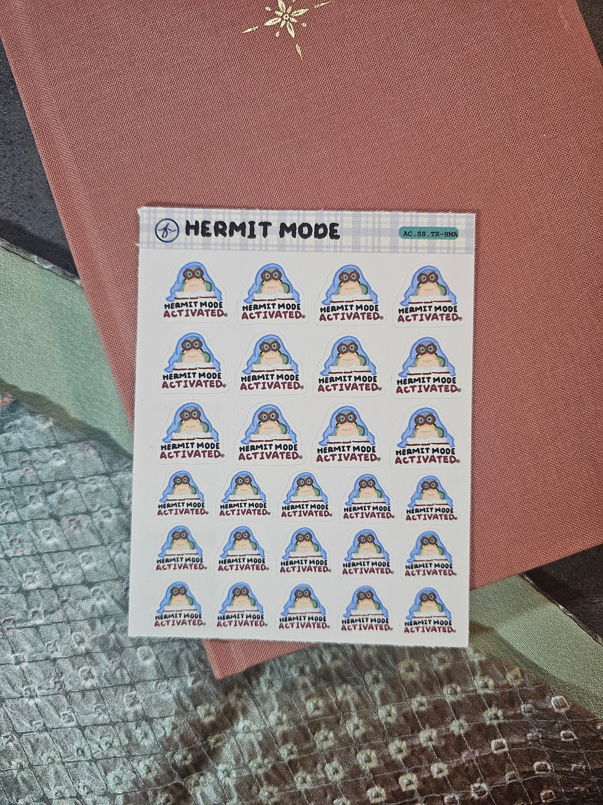 Hermit Mode Activated — Tart the Turtle | Sticker Sheet | 3.5" × 4.5"