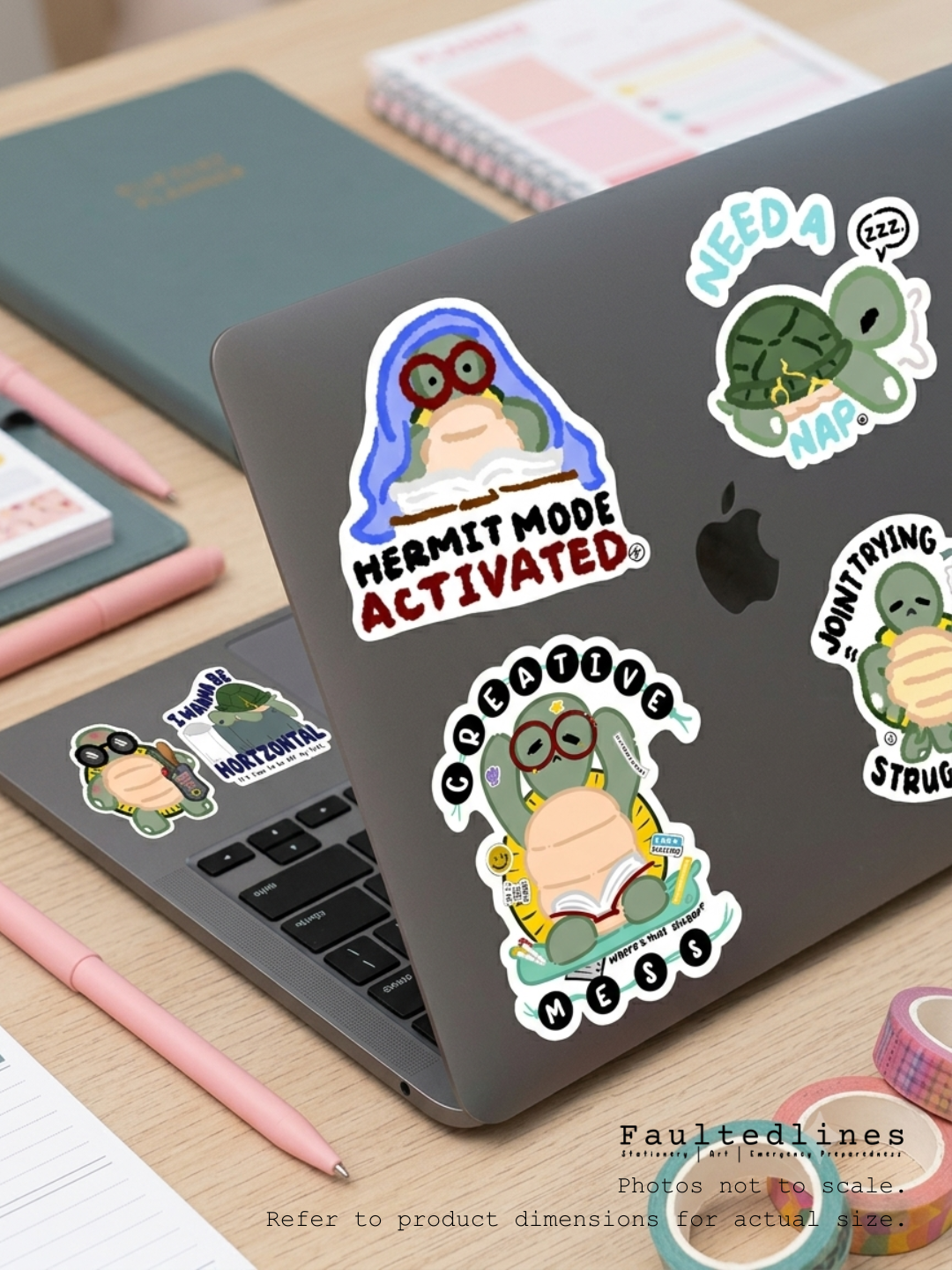 Waterproof Die-Cut Vinyl Sticker — Tart the Turtle: Hermit Mode Activated | 2.4" × 2.75"