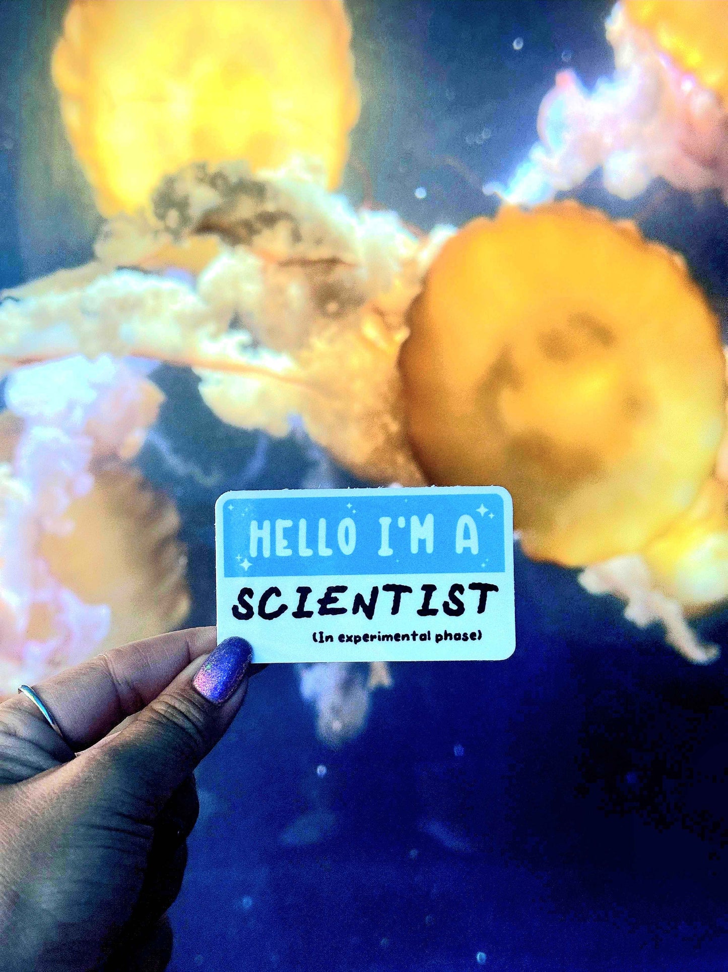 Mock name tag: I am a Scientist -Waterproof Die-cut Vinyl Sticker-