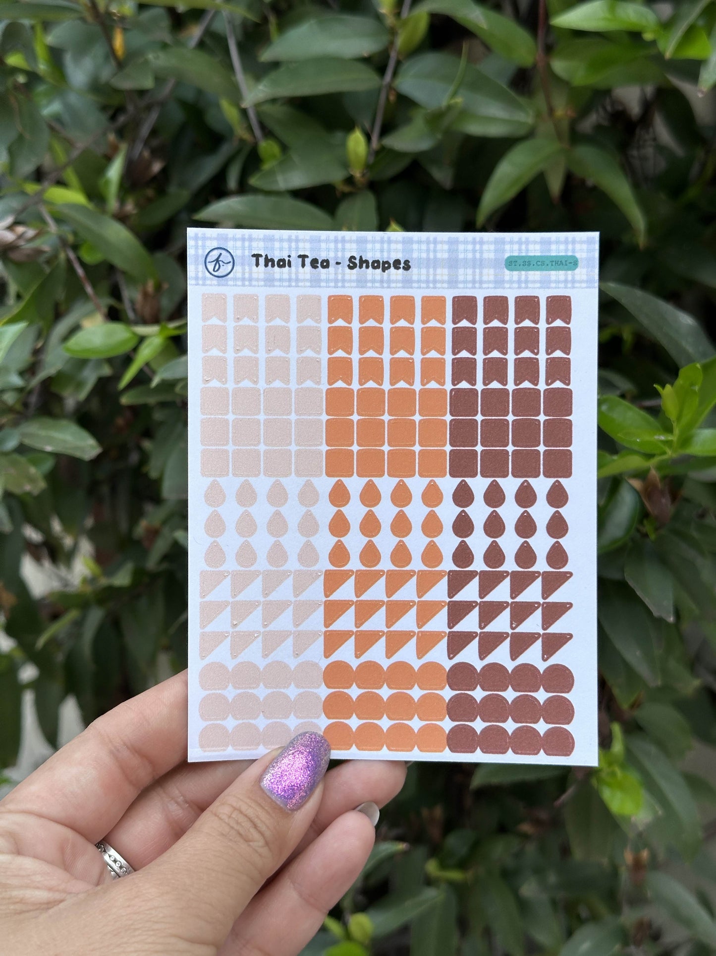 Paper Sticker Sheet — Color Shapes: Thai Tea | 3.5" x 4.25"