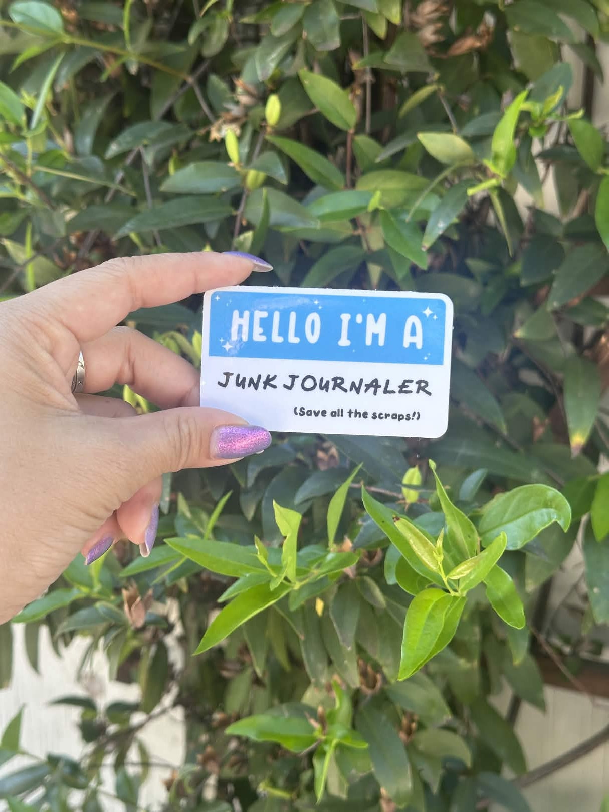Mock name tag: I am a Junk Journaler -Waterproof Die-cut Vinyl Sticker-