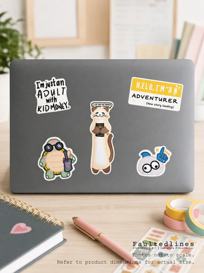 Waterproof Die-Cut Vinyl Sticker — Typography: I’m Just an Adult with Kid Money | 2" x 1.9"