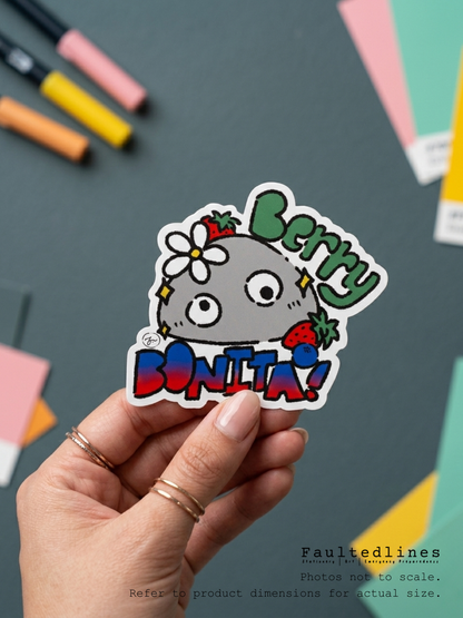 Waterproof Die-Cut Vinyl Sticker — Jane the Rock: Berry Bonita | 2.5" × 2.9"