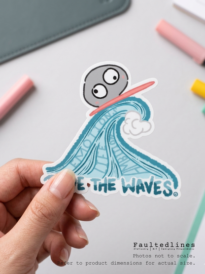 Waterproof Die-Cut Vinyl Sticker — Jane - Riding the Waves | 2.25" x 2.4"