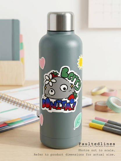 Waterproof Die-Cut Vinyl Sticker — Jane the Rock: Berry Bonita | 2.5" × 2.9"