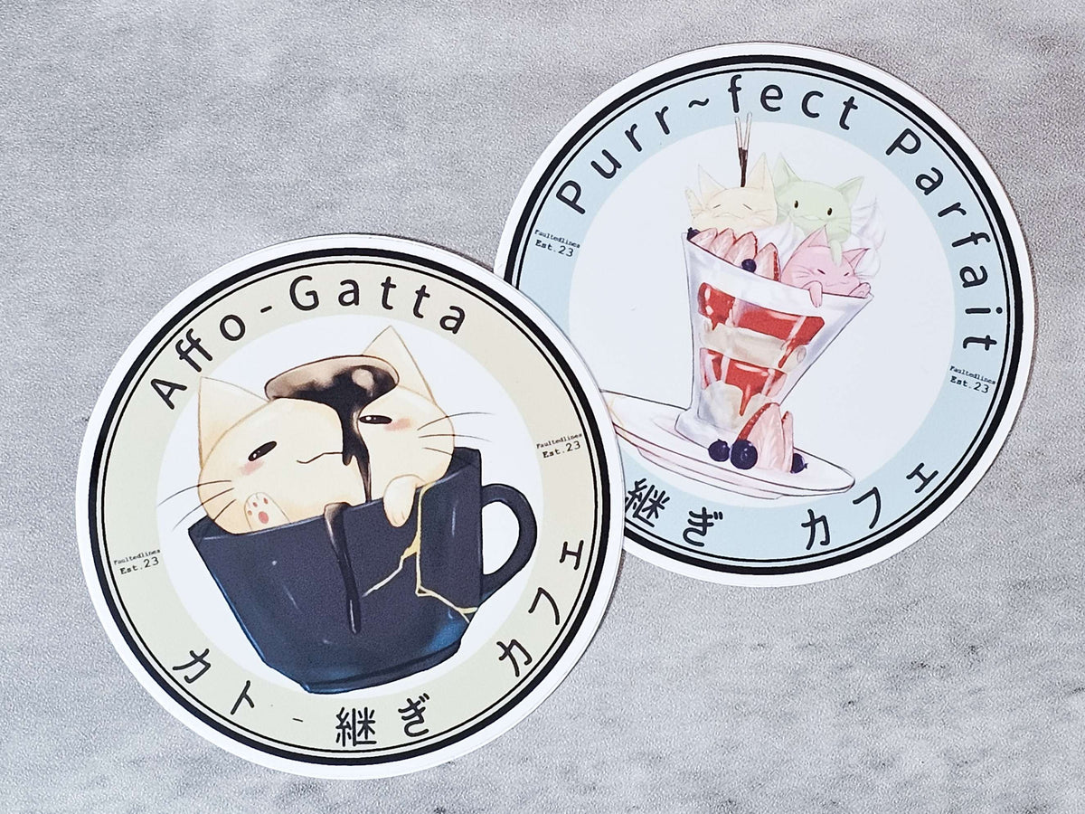 Parfait Sticker Purr~fect Parfait Kat-Tsugi 3 inch Sticker – faultedlines