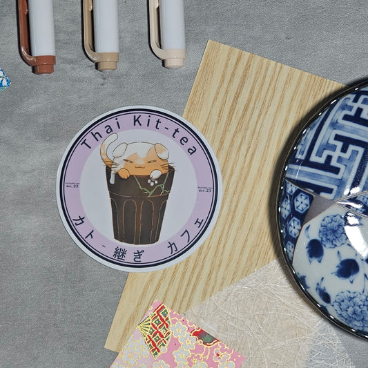 Thai Kit-tea Kat-tsugi 3 inch Round Sticker