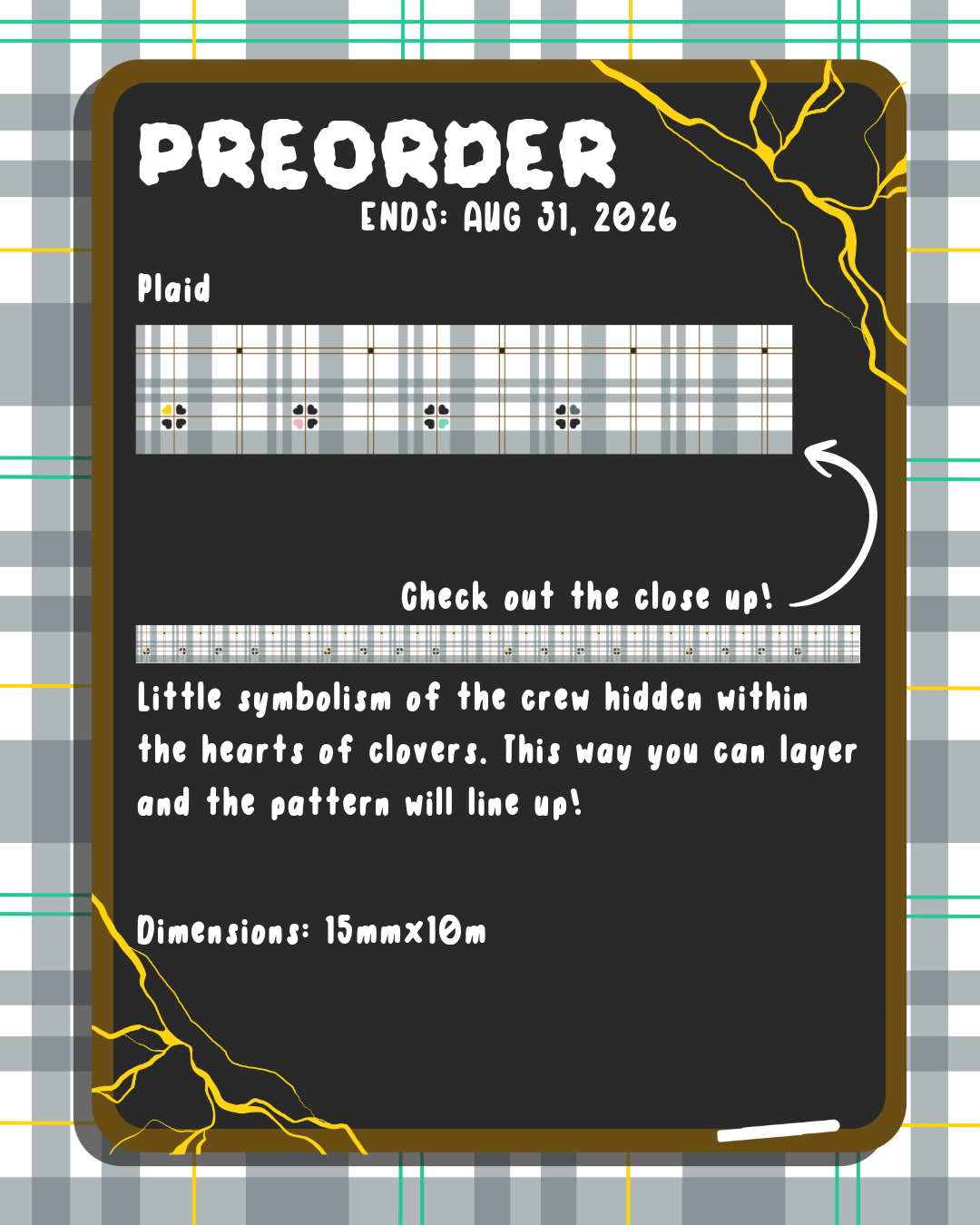 PREORDER: Plaid Washi Tape — Premium Paper Decorative Tape | 15mm × 10m