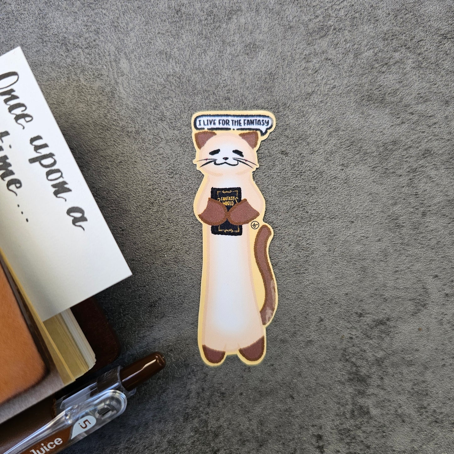 Waterproof Die-Cut Vinyl Sticker — Soy the Siamese: I Live for the Fantasy | 1" x 3"