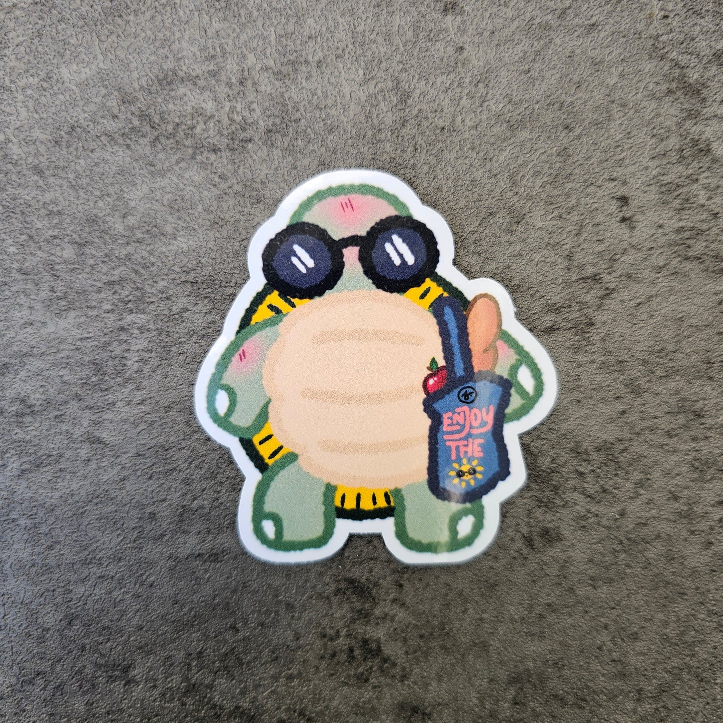 Waterproof Die-Cut Vinyl Sticker — Tart the Turtle: Out and About | 2.4" × 2.5"