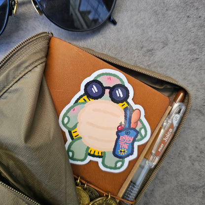 Waterproof Die-Cut Vinyl Sticker — Tart the Turtle: Out and About | 2.4" × 2.5"