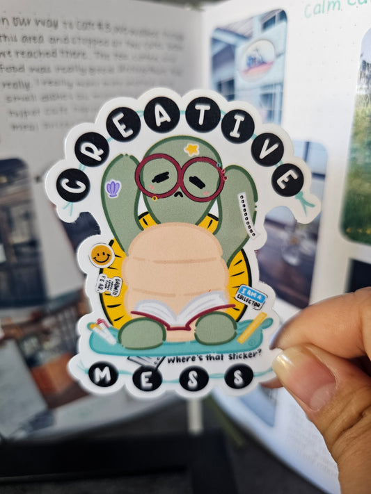 Waterproof Die-Cut Vinyl Sticker — Tart the Turtle: Creative Mess