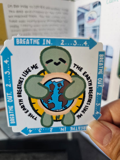 Waterproof Die-Cut Vinyl Sticker — Tart the Turtle: The Earth Breathes Like Me