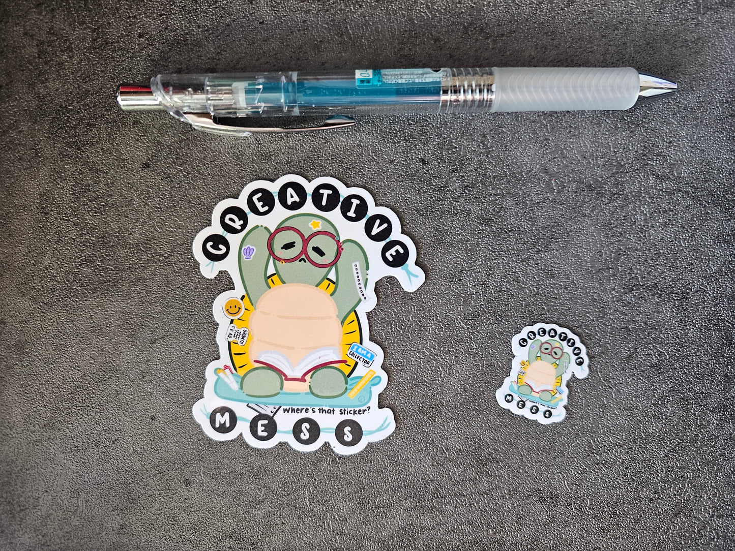 Waterproof Die-Cut Vinyl Sticker — Tart the Turtle: Creative Mess