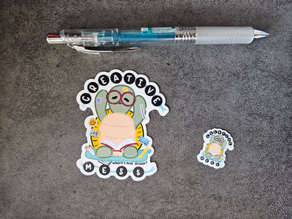 Waterproof Die-Cut Vinyl Sticker — Tart the Turtle: Creative Mess