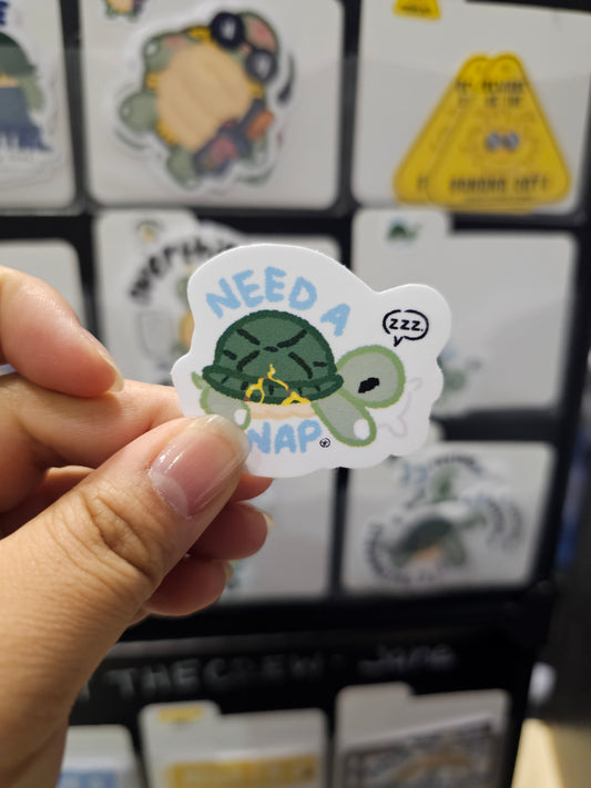 Die-Cut Vinyl Sticker — Tart the Turtle: I Need a Nap