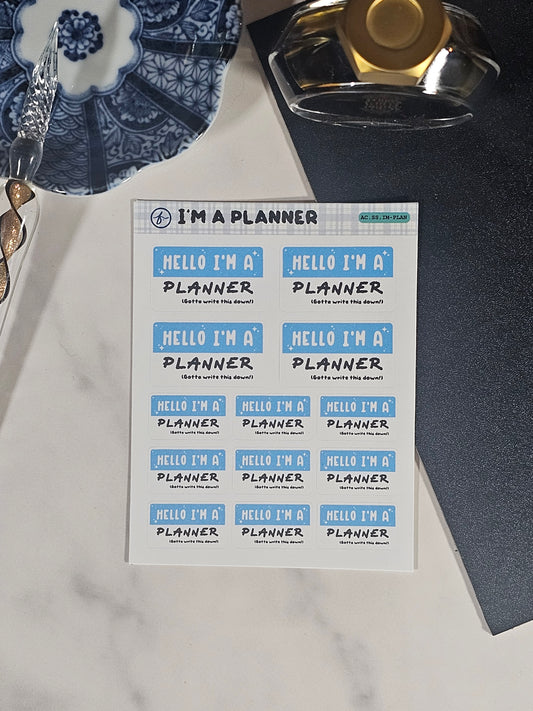Hello I’m a Planner | Sticker Sheet | 3.5" × 4.5"