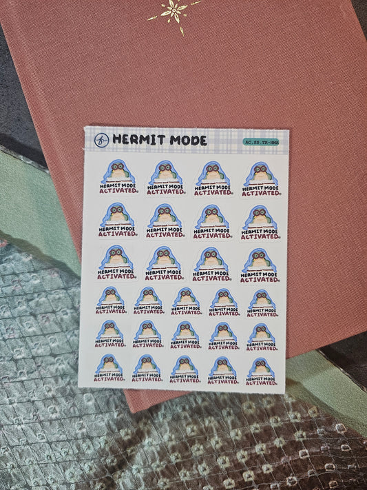 Hermit Mode Activated - Tart | Sticker Sheet | 3.5" × 4.5"