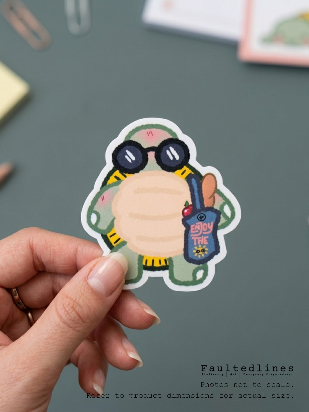 Waterproof Die-Cut Vinyl Sticker — Tart the Turtle: Out and About | 2.4" × 2.5"