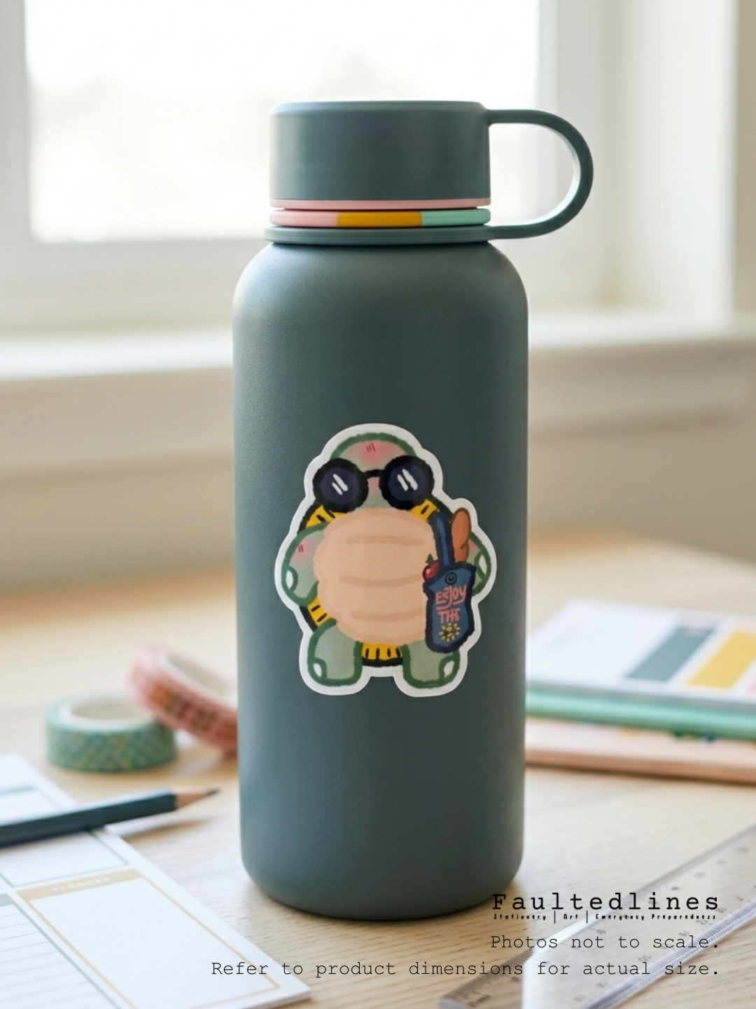 Waterproof Die-Cut Vinyl Sticker — Tart the Turtle: Out and About | 2.4" × 2.5"