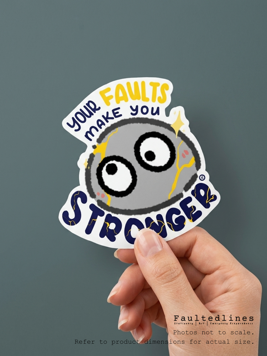 Waterproof Die-Cut Vinyl Sticker — Jane the Rock: Your Faults Make You Stronger | 2.1" × 2.3"