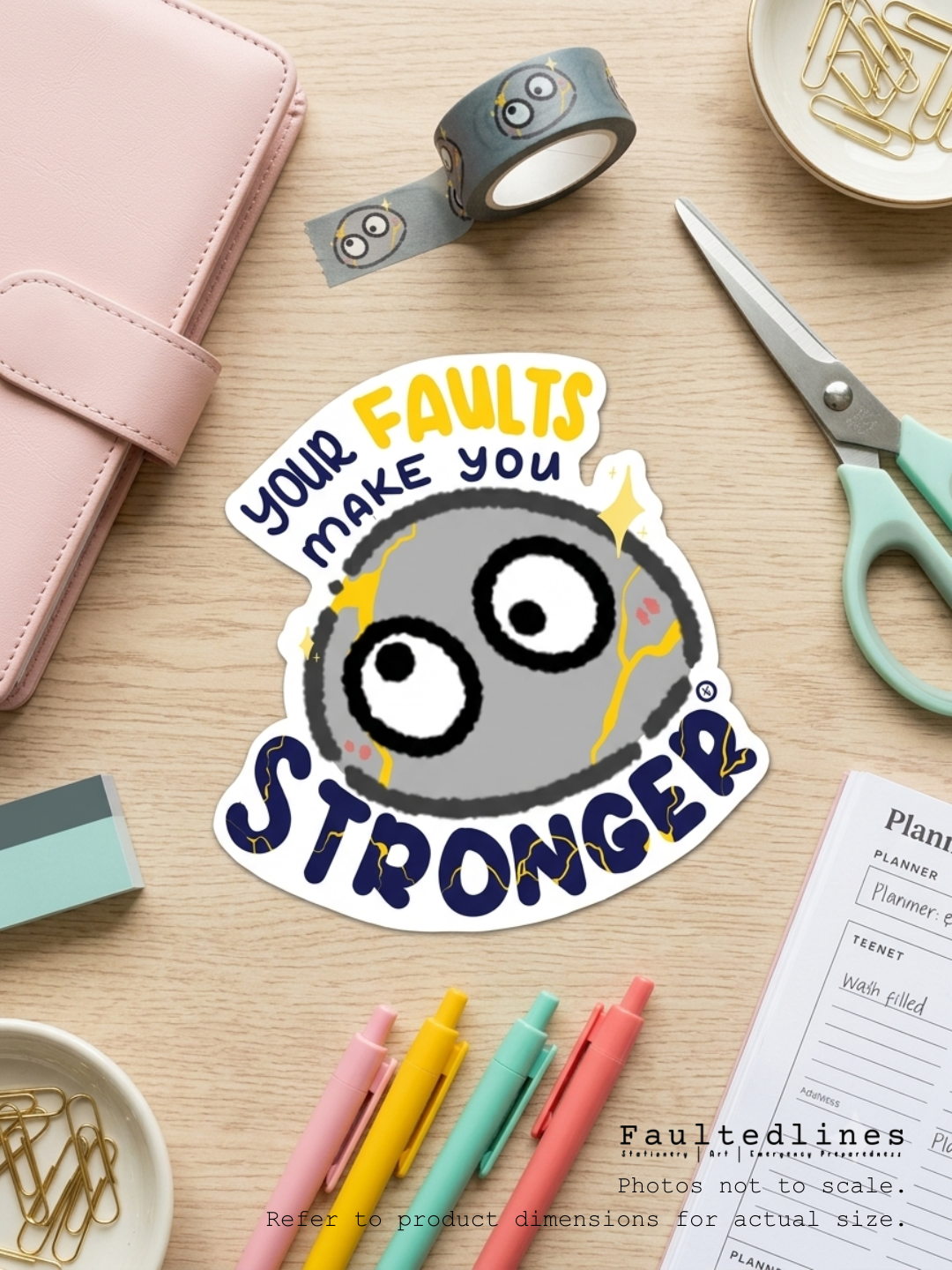 Waterproof Die-Cut Vinyl Sticker — Jane the Rock: Your Faults Make You Stronger | 2.1" × 2.3"