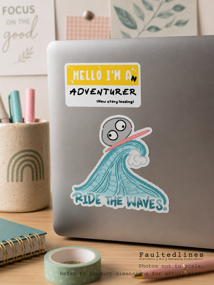 Waterproof Die-Cut Vinyl Sticker — Jane - Riding the Waves | 2.25" x 2.4"
