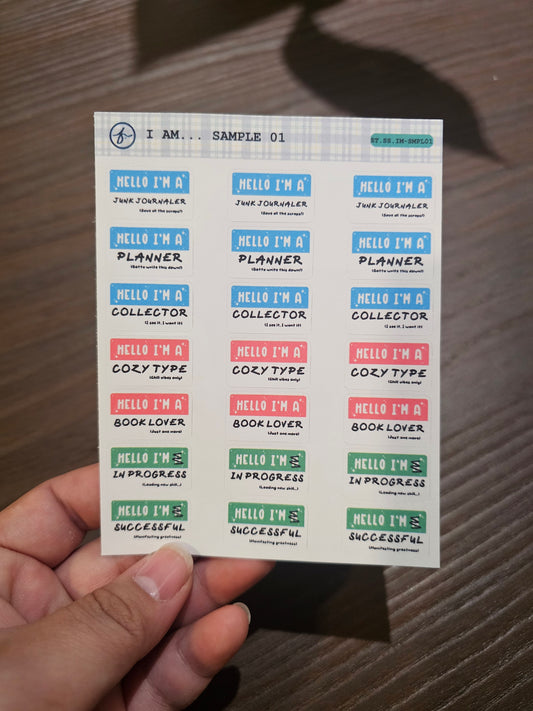Hello I'm a... - Sample 1 | Sticker Sheet | 3.5" × 4.5"