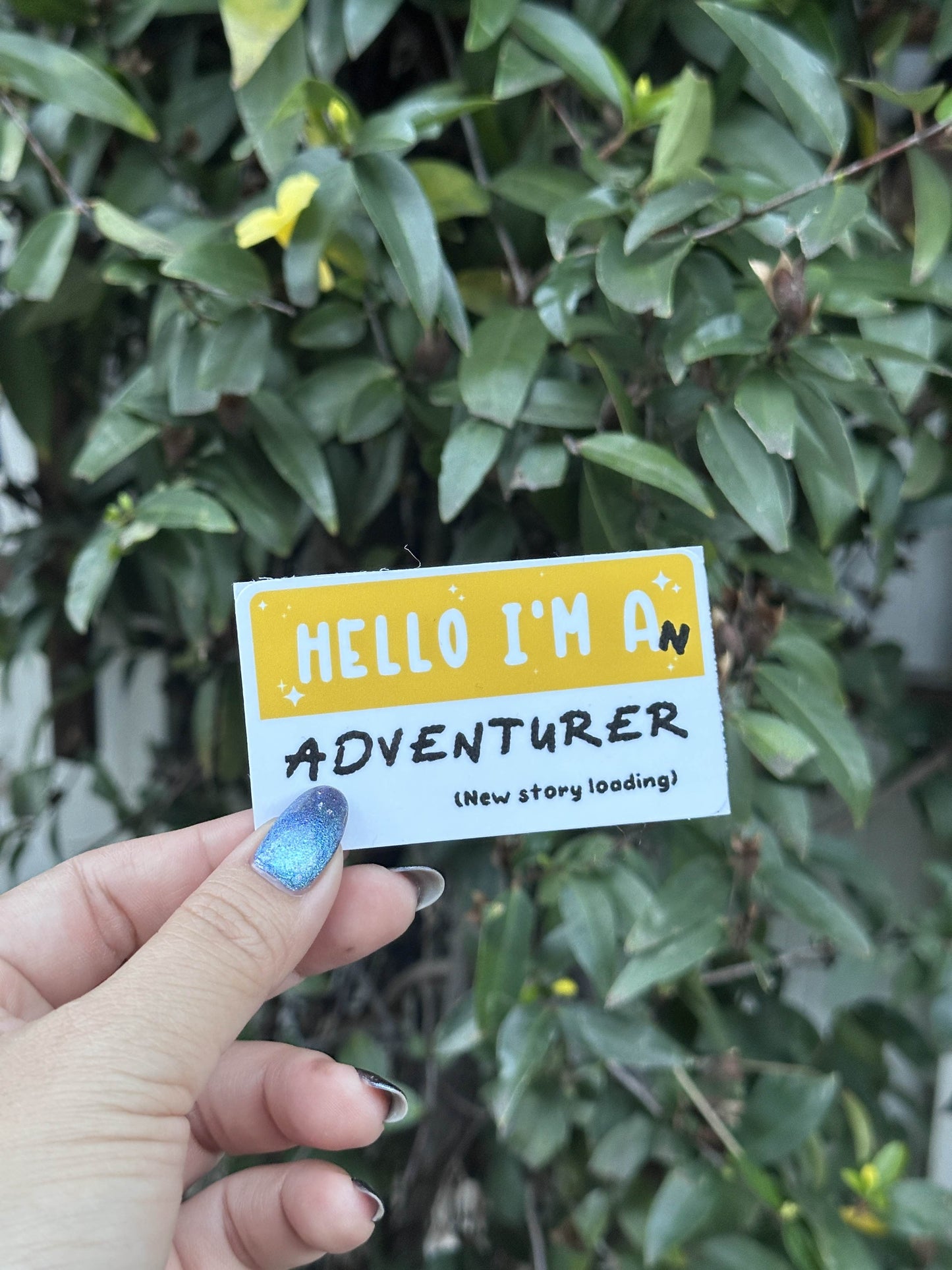 Mock name tag: I am an Adventurer -Waterproof Die-cut Vinyl Sticker-
