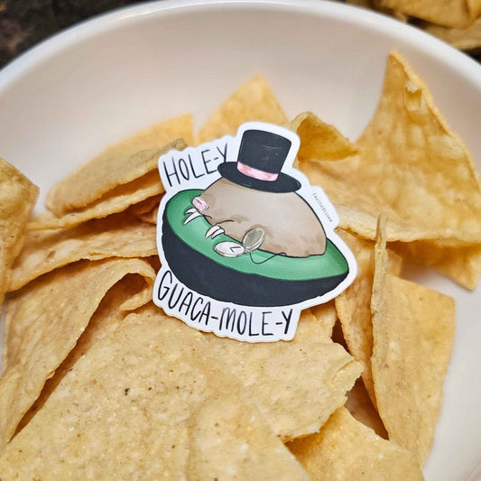 Hole-y Guaca-mole-y Die cut Stickers