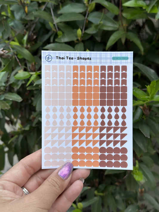 Paper Sticker Sheet — Color Shapes: Thai Tea | 3.5" x 4.25"