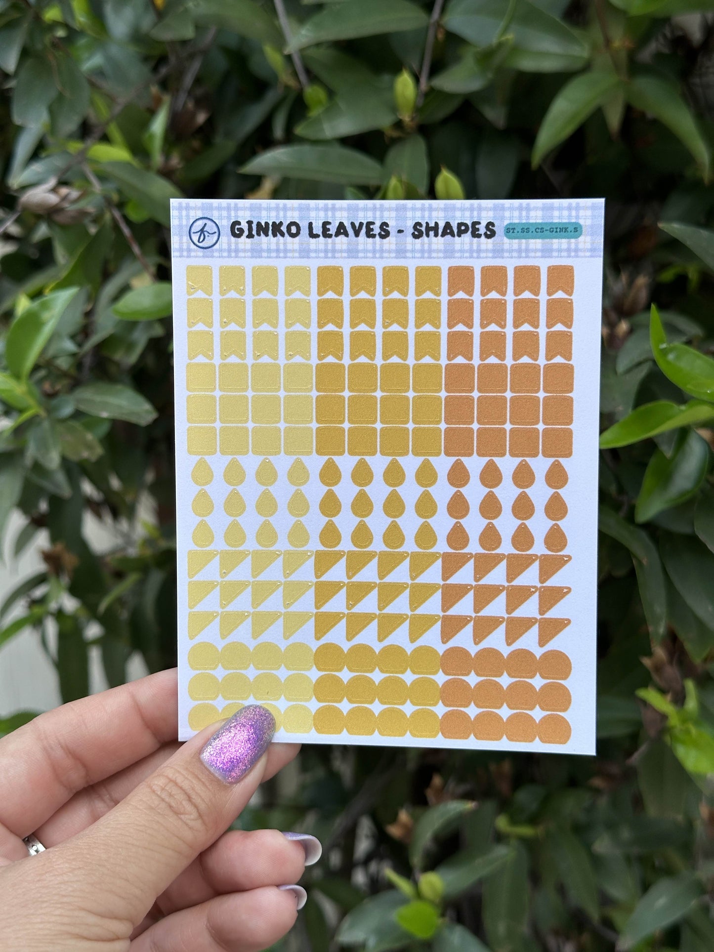 Paper Sticker Sheet — Color Shapes: Ginko Leaves | 3.5" x 4.25"
