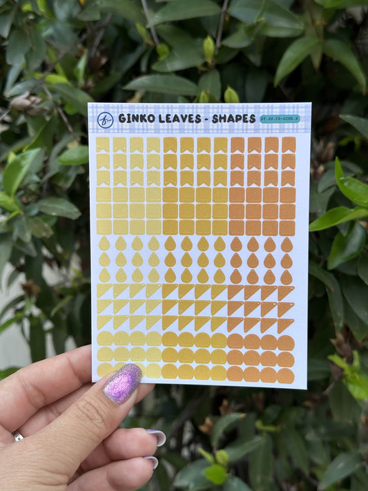 Paper Sticker Sheet — Color Shapes: Ginko Leaves | 3.5" x 4.25"
