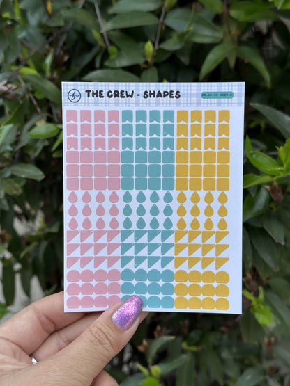 Paper Sticker Sheet Set — Color Shapes: The Crew | 3.5" x 4.25"