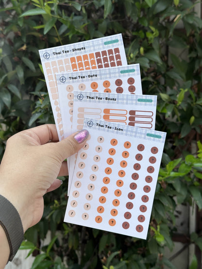 Paper Sticker Sheet Set — Color Shapes: Thai Tea | 3.5" x 4.25"