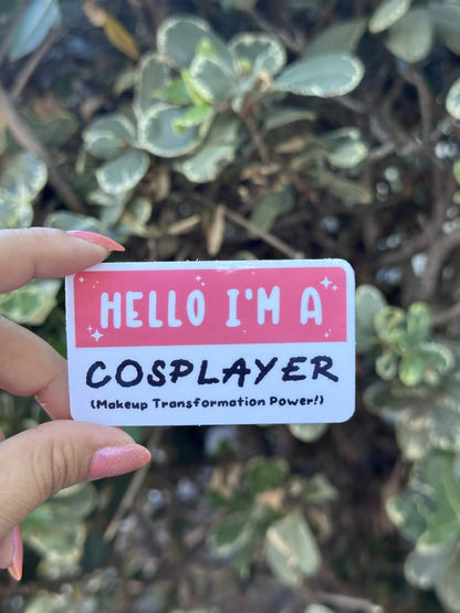 Waterproof Die-Cut Vinyl Sticker — Mock Name Tag: Hello, I'm a Cosplayer
