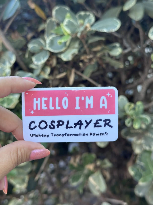 Waterproof Die-Cut Vinyl Sticker — Mock Name Tag: Hello, I'm a Cosplayer