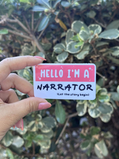 Waterproof Die-Cut Vinyl Sticker — Mock Name Tag: Hello, I'm a Narrator