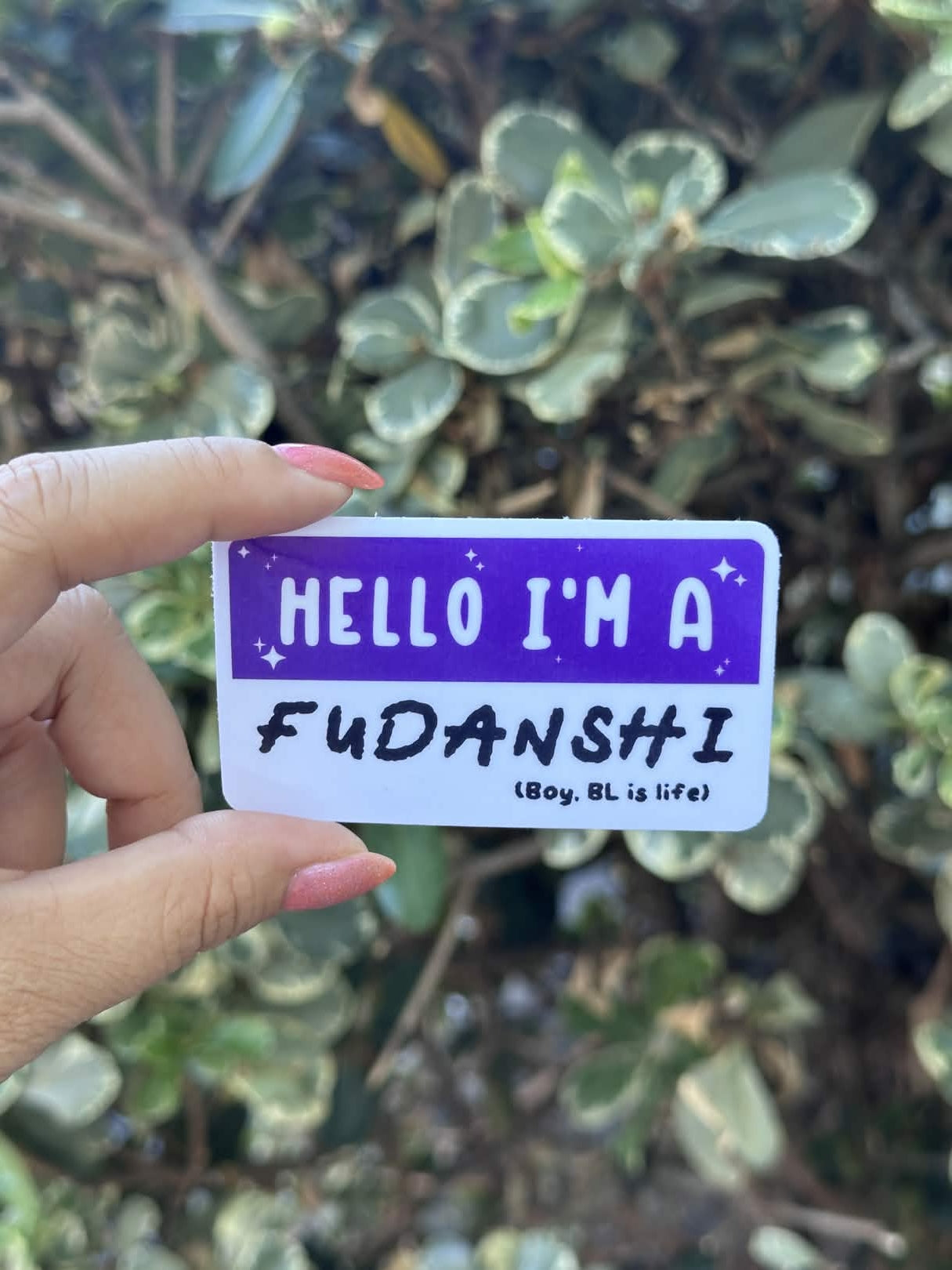 Waterproof Die-Cut Vinyl Sticker — Mock Name Tag: Hello, I'm a Fudanshi