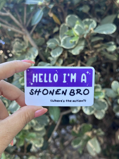 Waterproof Die-Cut Vinyl Sticker — Mock Name Tag: Hello, I'm a Shonen Bro