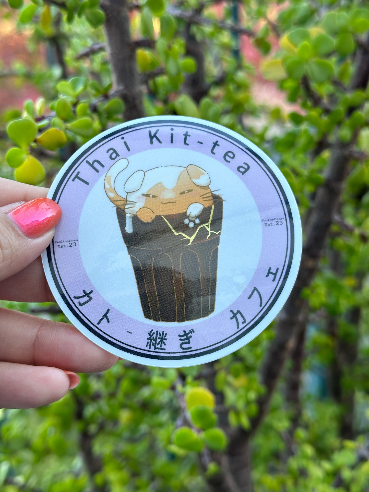 Thai Kit-tea Kat-tsugi 3 inch Round Sticker