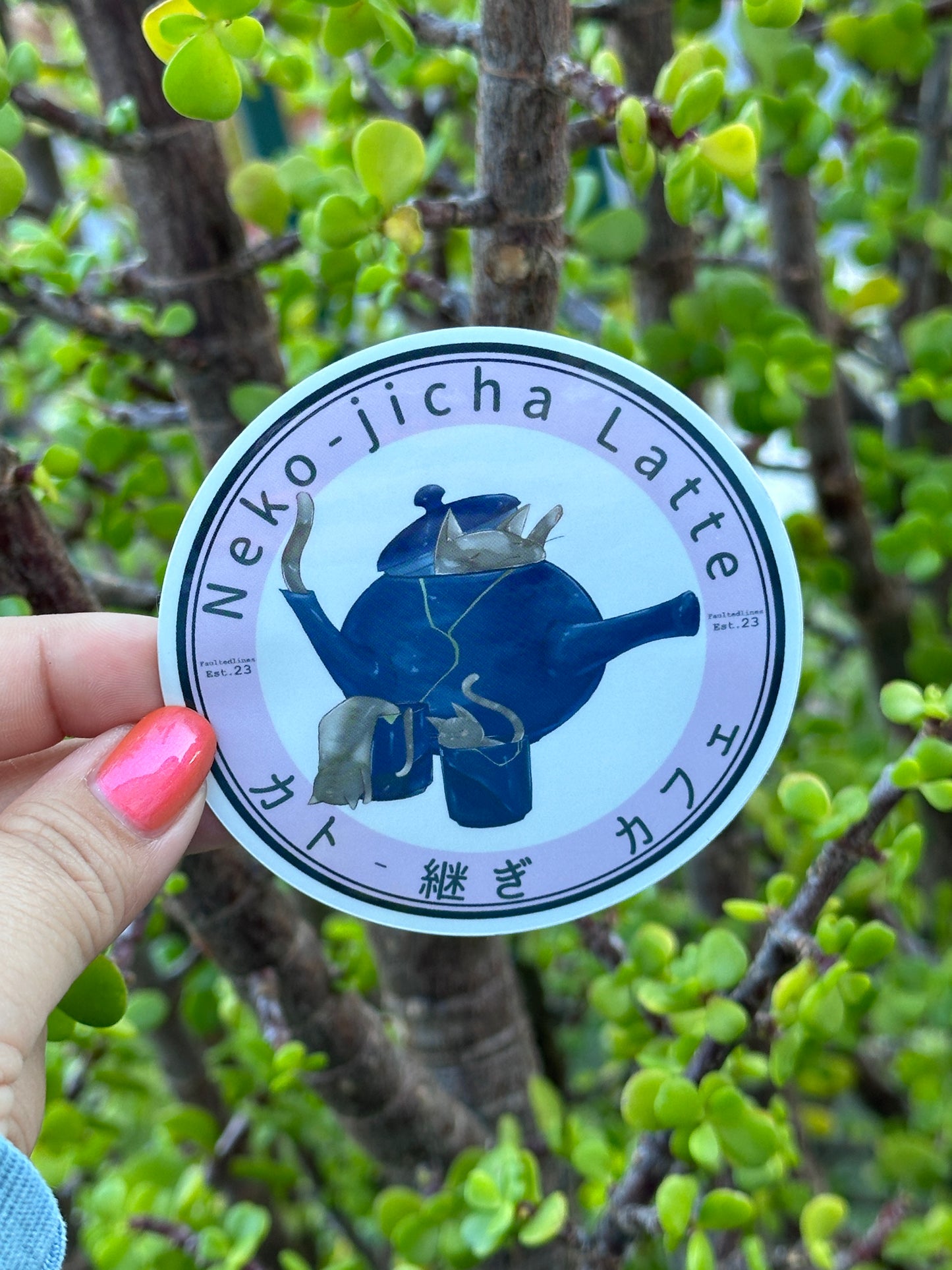 Neko-jicha Kat-tsugi 3 inch Round Sticker