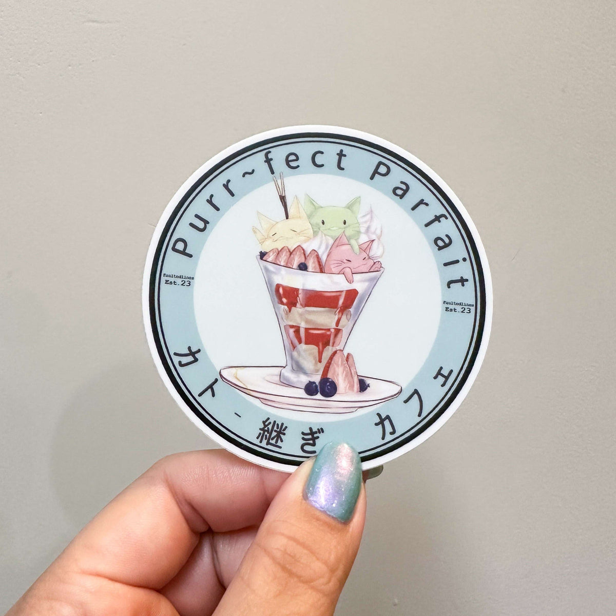 Parfait Sticker Purr~fect Parfait Kat-Tsugi 3 inch Sticker – faultedlines