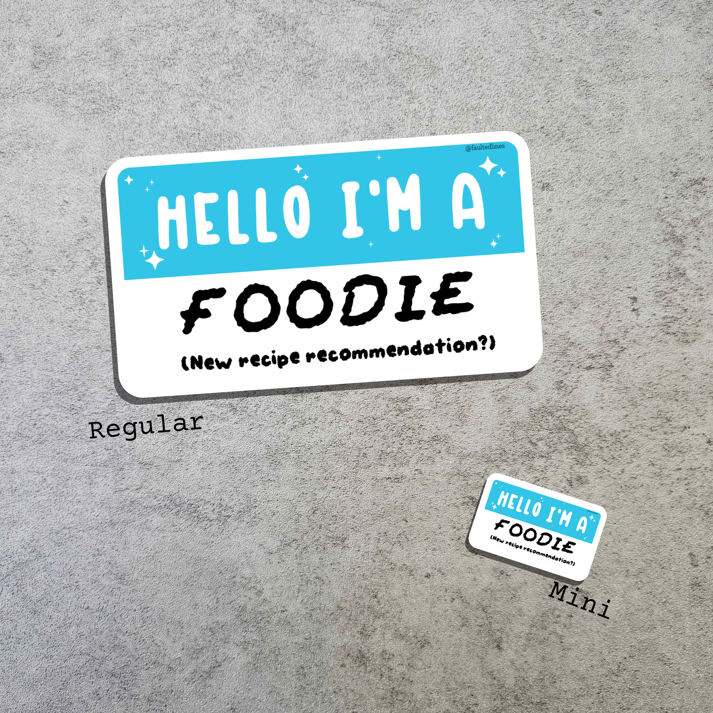Waterproof Die-Cut Vinyl Sticker — Mock Name Tag: Hello, I'm a Foodie
