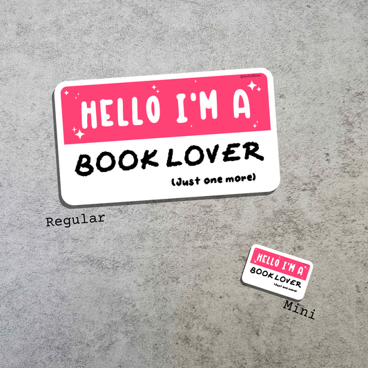 Waterproof Die-Cut Vinyl Sticker — Mock Name Tag: Hello, I'm a Book Lover