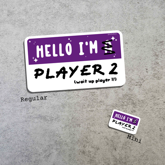 Waterproof Die-Cut Vinyl Sticker — Mock Name Tag: Hello, I'm Player 2