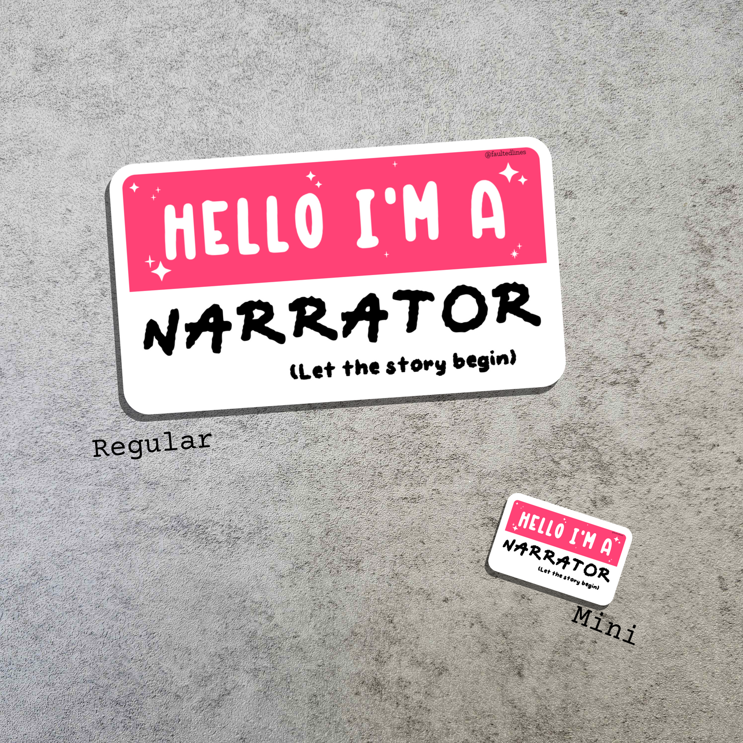 Waterproof Die-Cut Vinyl Sticker — Mock Name Tag: Hello, I'm a Narrator